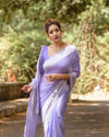 Graceful Lavender Georgette Saree with Silver Border